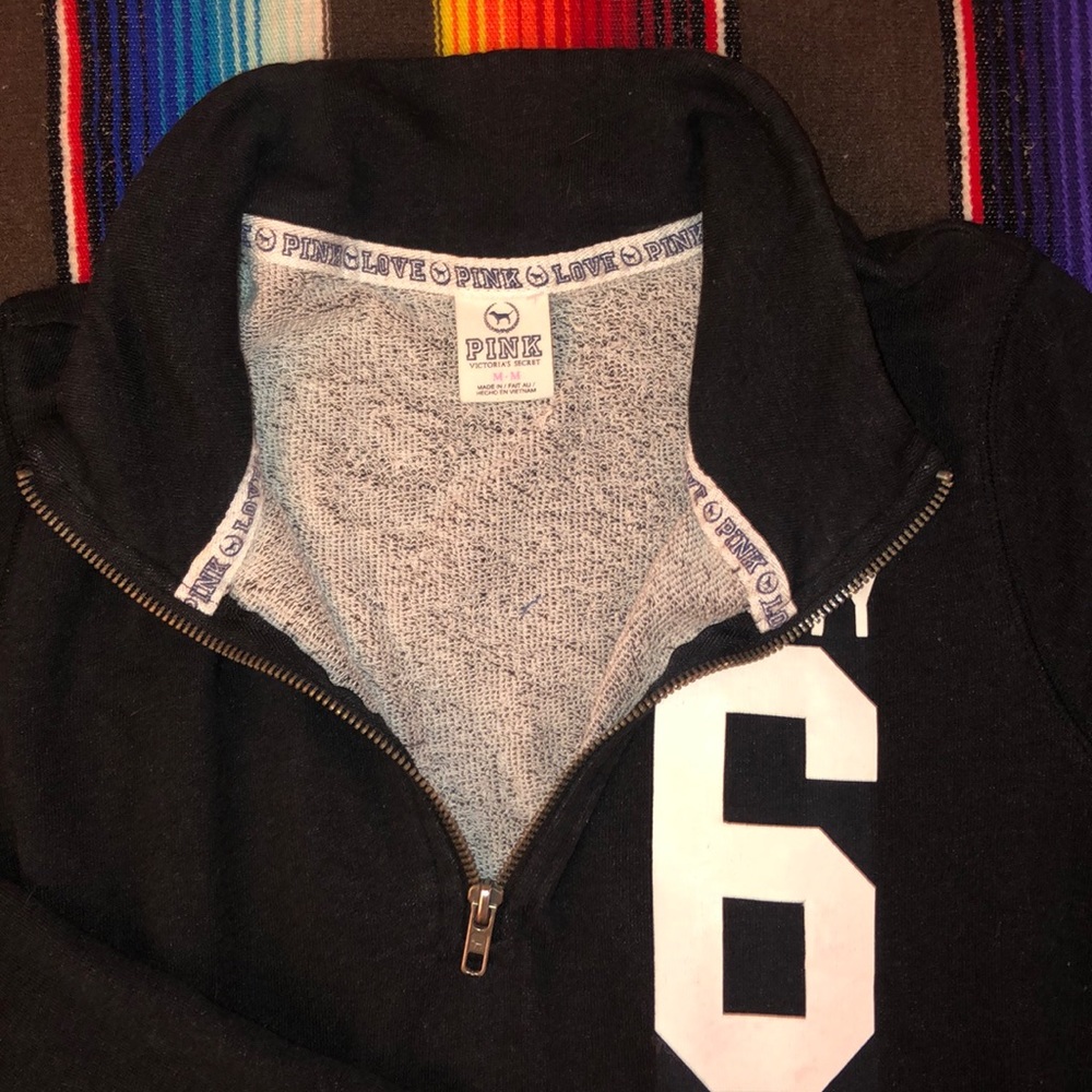 PINK Victoria’s Secret QuarterZip Black Sweatshirt - Picture 2 of 5